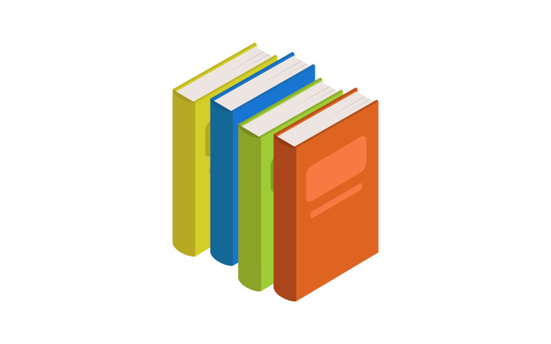 Isometric book illustrated in vector and colored on a white background Vector Graphic