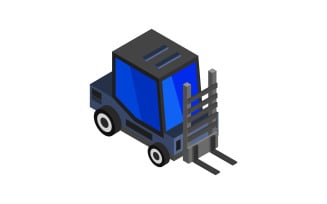 Isometric forklift in vector and colored on white background