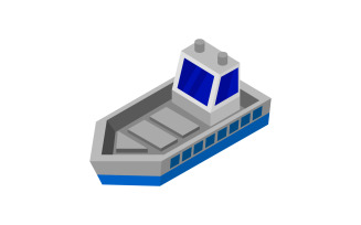 Isometric ship colored in vector on white background