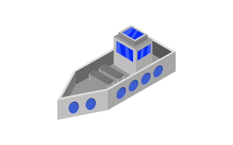 Isometric ship in vector on a white background Vector Graphic