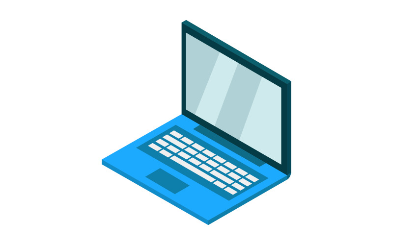 Laptop illustrated in vector and colored on a white background Vector Graphic