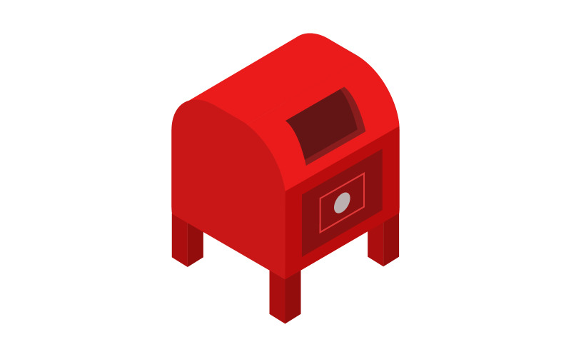 Mail box isometric and illustrated on a white background Vector Graphic