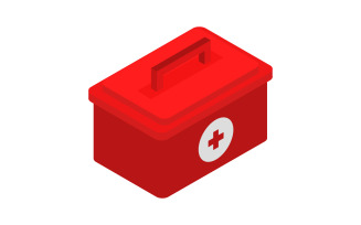 Medical suitcase isometric in vector and colored on white background
