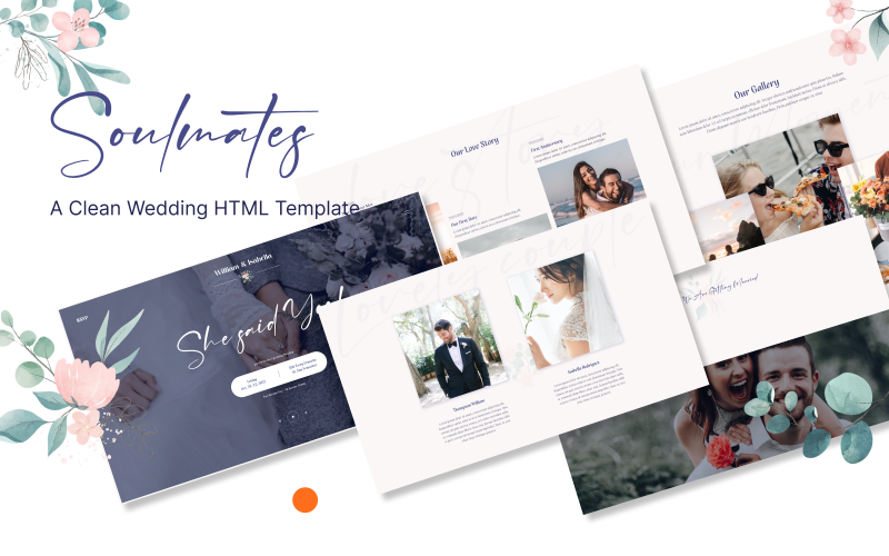Soulmates - Wedding RSVP responsive HTML template Landing Page Template