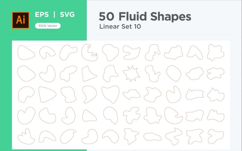 Abstract Fluid Linear Shape Set 50 V 10 Vector Graphic