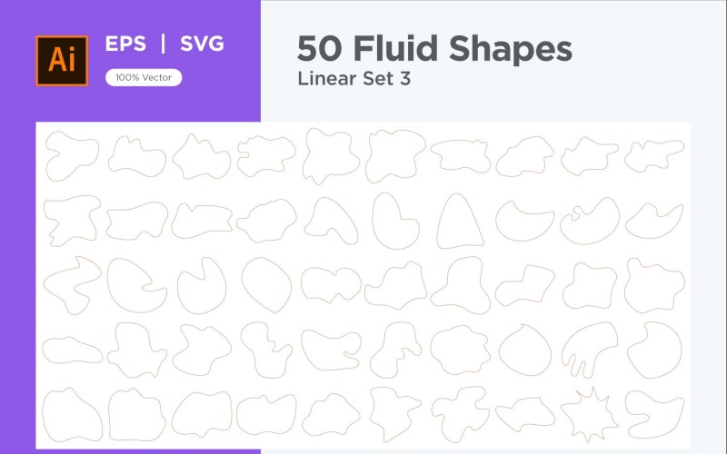 Abstract Fluid Linear Shape Set 50 V 3 Vector Graphic