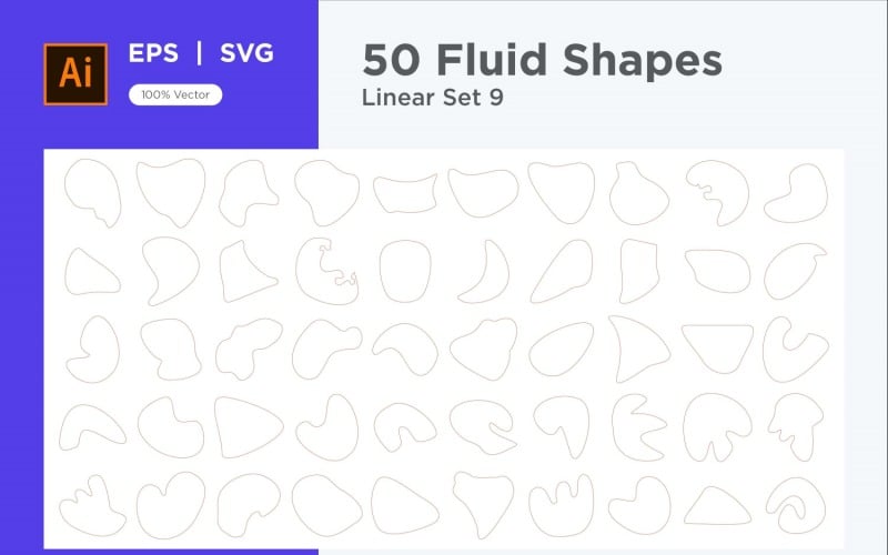 Abstract Fluid Linear Shape Set 50 V 9 Vector Graphic