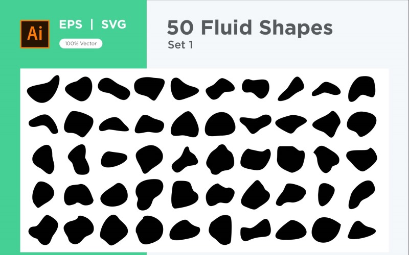 Abstract Fluid Shape Set 50 V 1 Vector Graphic