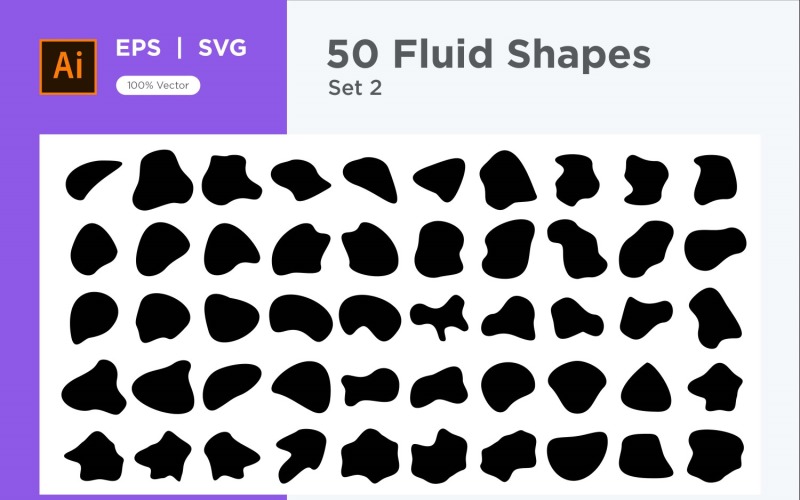 Abstract Fluid Shape Set 50 V 2 Vector Graphic