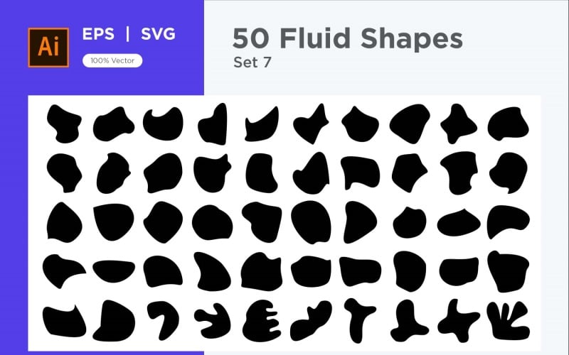 Abstract Fluid Shape Set 50 V 7 Vector Graphic