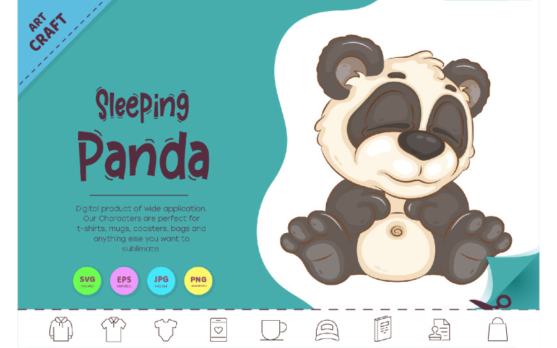 Cartoon Sleeping Panda. Clipart. Vector Graphic