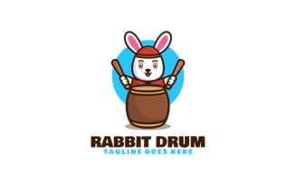 Rabbit Drum Mascot Cartoon Logo 1