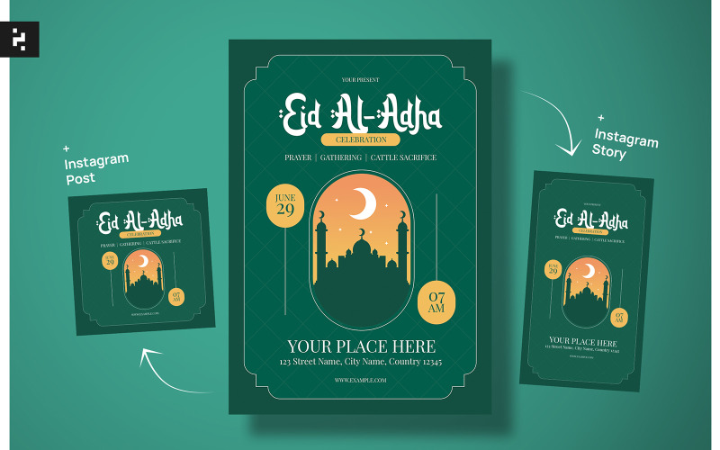 Simple Eid Al Adha Celebration Flyer Corporate Identity