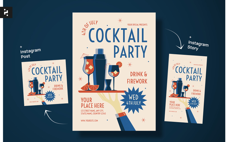 4th of July Cocktail Party Flyer Corporate Identity