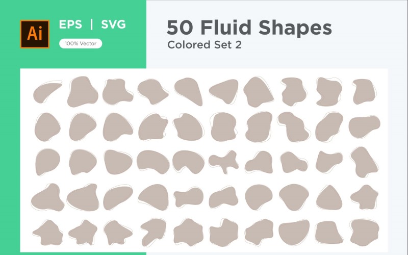 Abstract Fluid Shape Colored Set 50 V 2 Vector Graphic