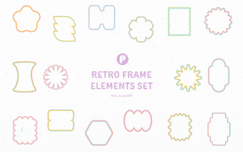 Adorable Retro Frame Elements Set Illustration