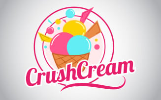 Crush Cream Ice Cream Logo Template