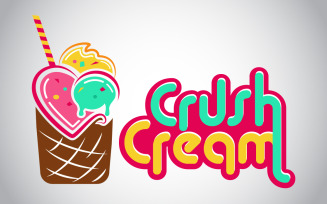Crush Ice Cream Logo Template