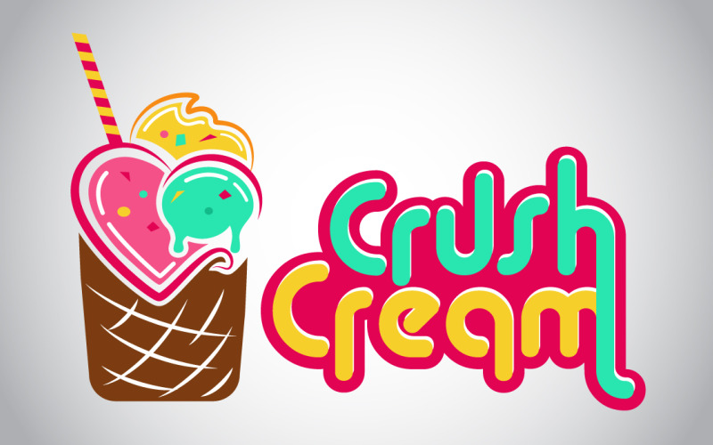 Crush Ice Cream Logo Template