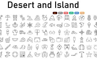 Desert and Island Icons Pack | AI | SVG | EPS