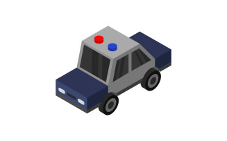 Isometric police car illustrated on a white background