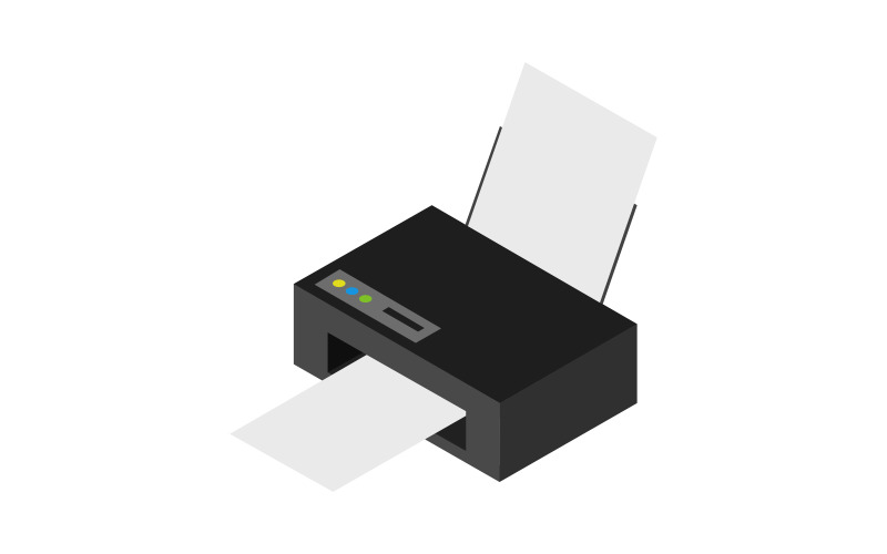 Isometric Printer illustrated in vector on a white background Vector Graphic