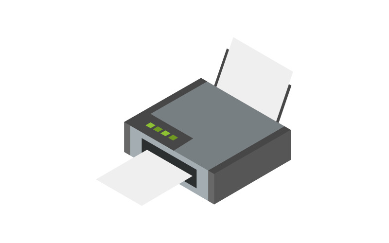 Isometric printer illustrated on a white background Vector Graphic