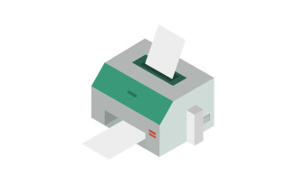 Isometric Printer illustrated on a white background