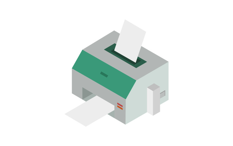 Isometric Printer illustrated on a white background Vector Graphic
