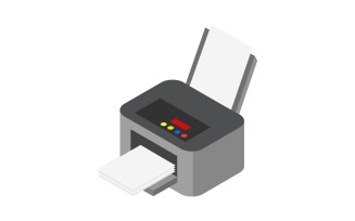 Isometric printer in colorful vector on white background