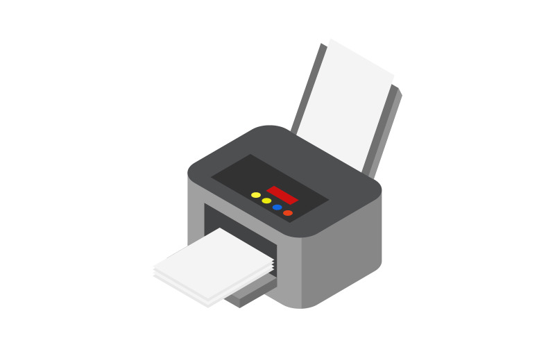 Isometric printer in colorful vector on white background Vector Graphic
