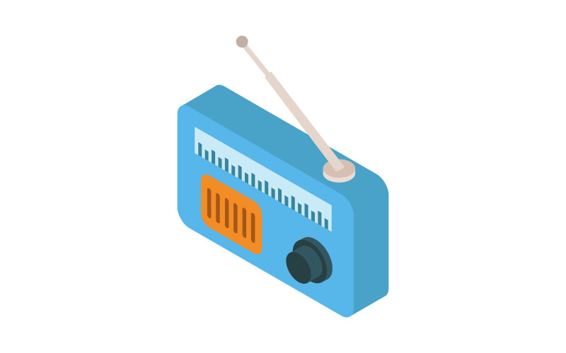 Isometric radio in vector on white background Vector Graphic