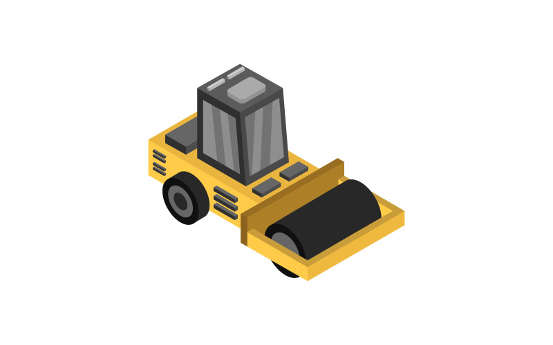 Isometric road roller in vector on white background Vector Graphic