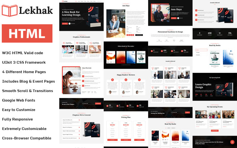 Lekhak - Book and Author Landing Page Landing Page Template