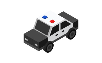 Police car illustrated and colored in vector on a white background