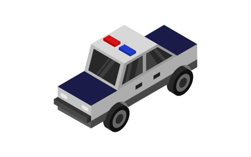 Police car illustrated and colored on a white background Vector Graphic