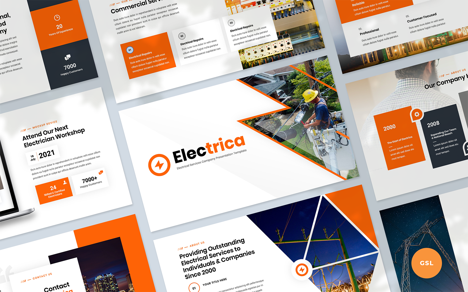 Electrica - Electrical Services Presentation Google Slides Template