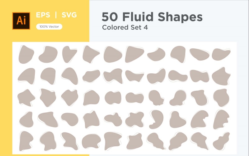 Abstract Fluid Shape Colored Set 50 V 4 Vector Graphic