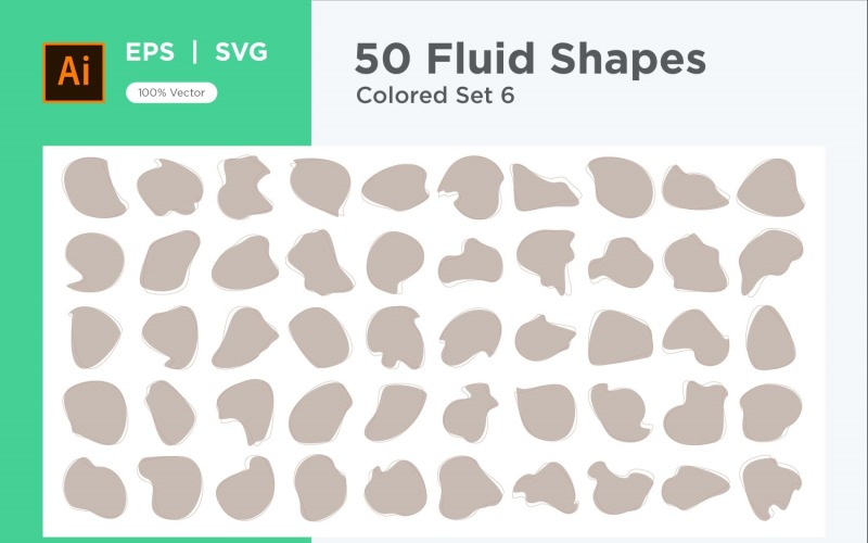 Abstract Fluid Shape Colored Set 50 V 6 Vector Graphic