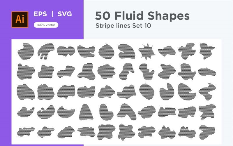 Abstract Fluid Shape Stripe lines Set 50 V 10 Vector Graphic