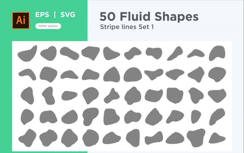 Abstract Fluid Shape Stripe lines Set 50 V 1 Vector Graphic