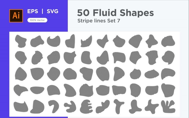 Abstract Fluid Shape Stripe lines Set 50 V 7 Vector Graphic