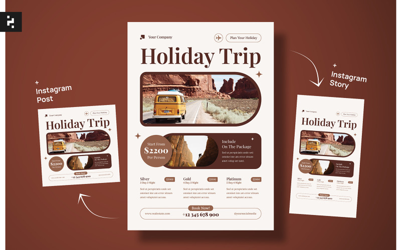 Aesthetic Minimal Travel Package Flyer Corporate Identity