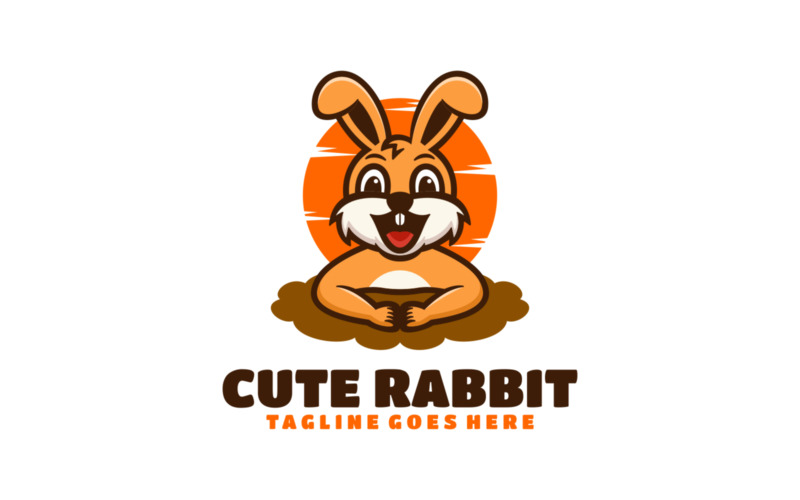 Cute Rabbit Mascot Cartoon Logo 1 Logo Template
