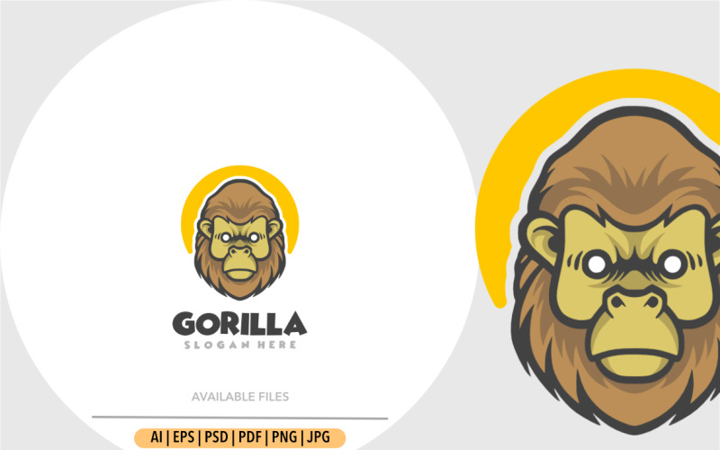 Monkey cartoon head mascot logo Logo Template