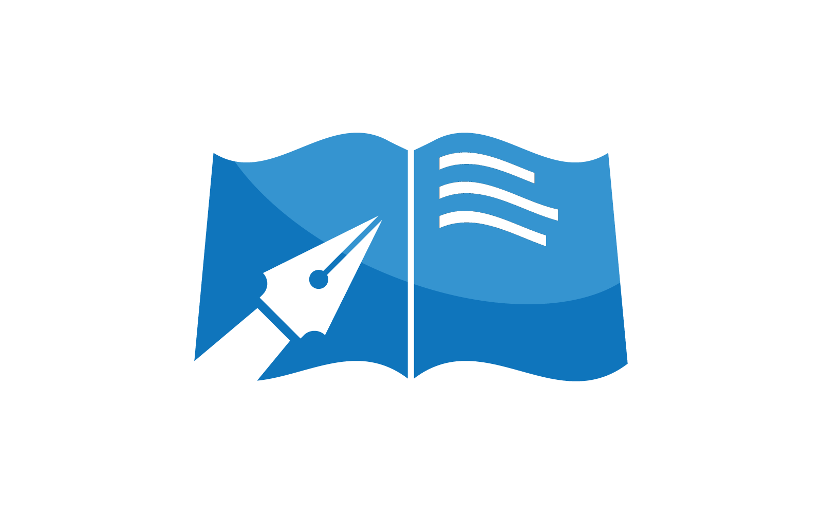 Pluma y libro logo ilustración vector diseño plano