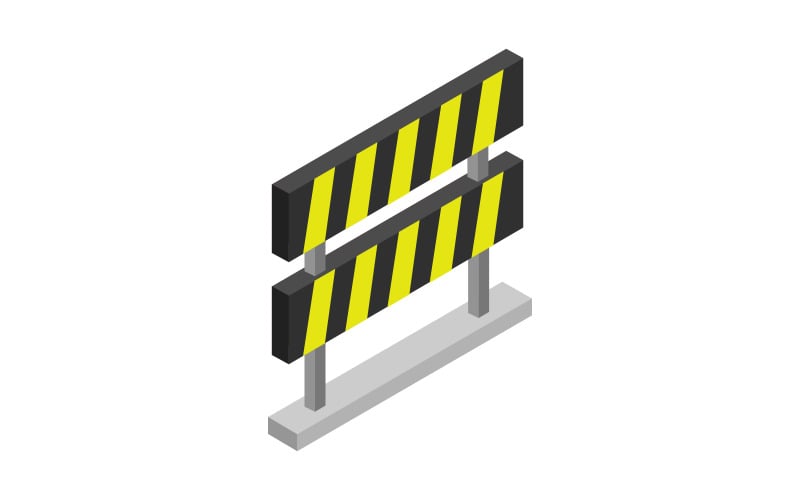 Roadblock illustrated and colored in vector and isometric on background Vector Graphic