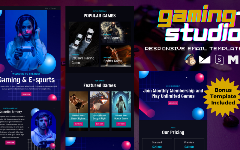 Gaming Studio – Responsive Email Template Newsletter Template