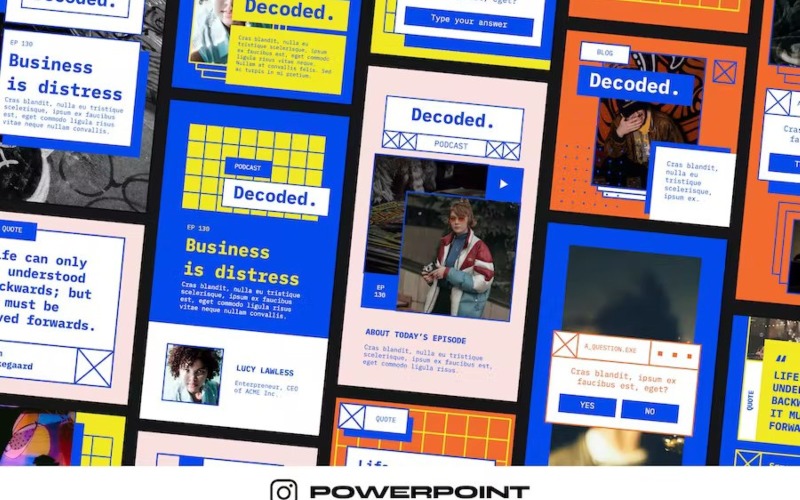 90s Instagram Template Powerpoint PowerPoint Template
