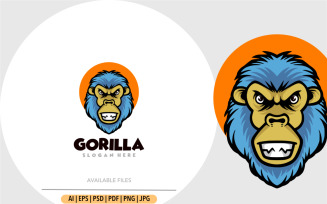 Cute monkey cartoon logo template design